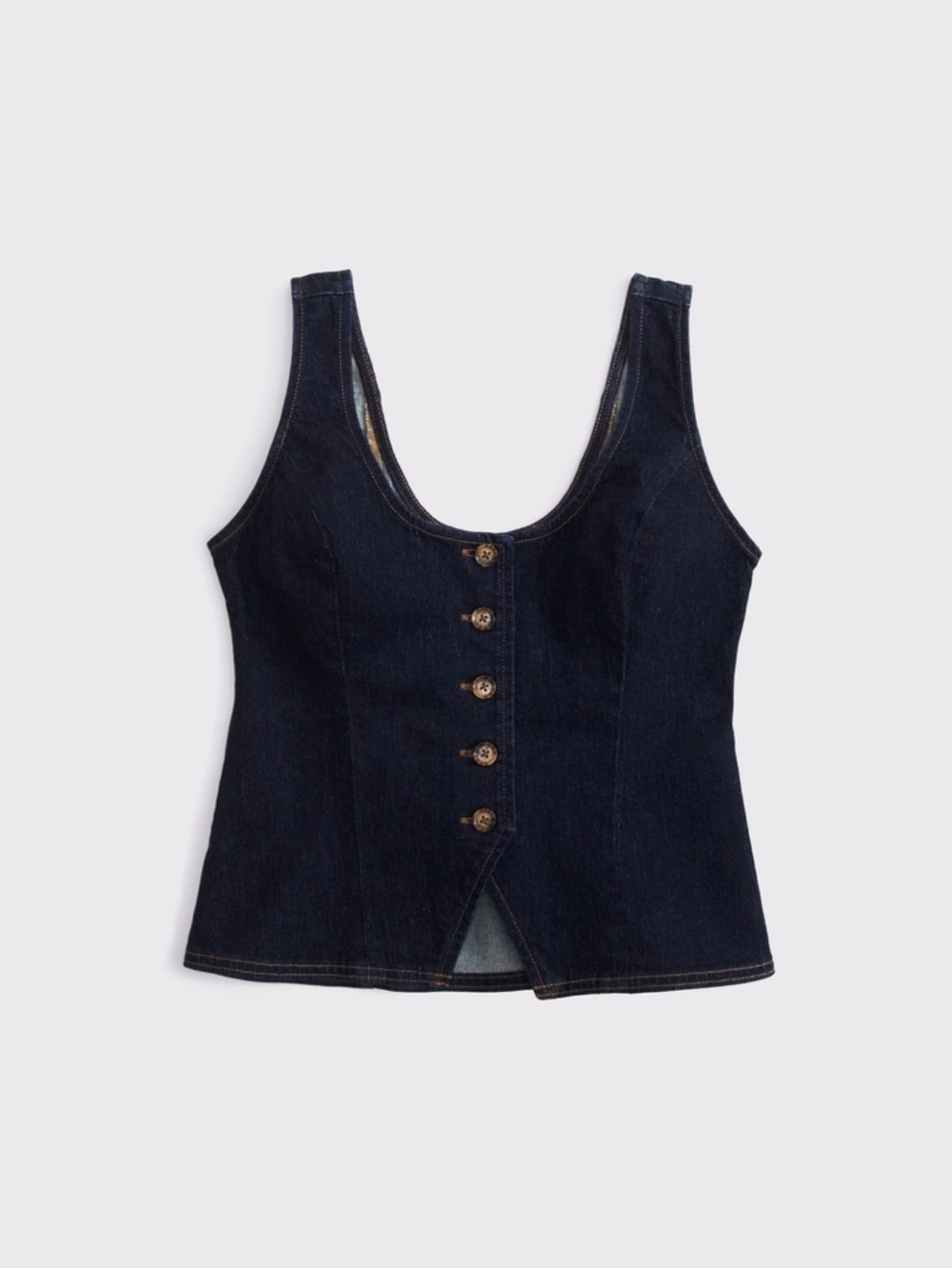 NWOT A&F Tie-Back Scoop Neck Denim Vest XS